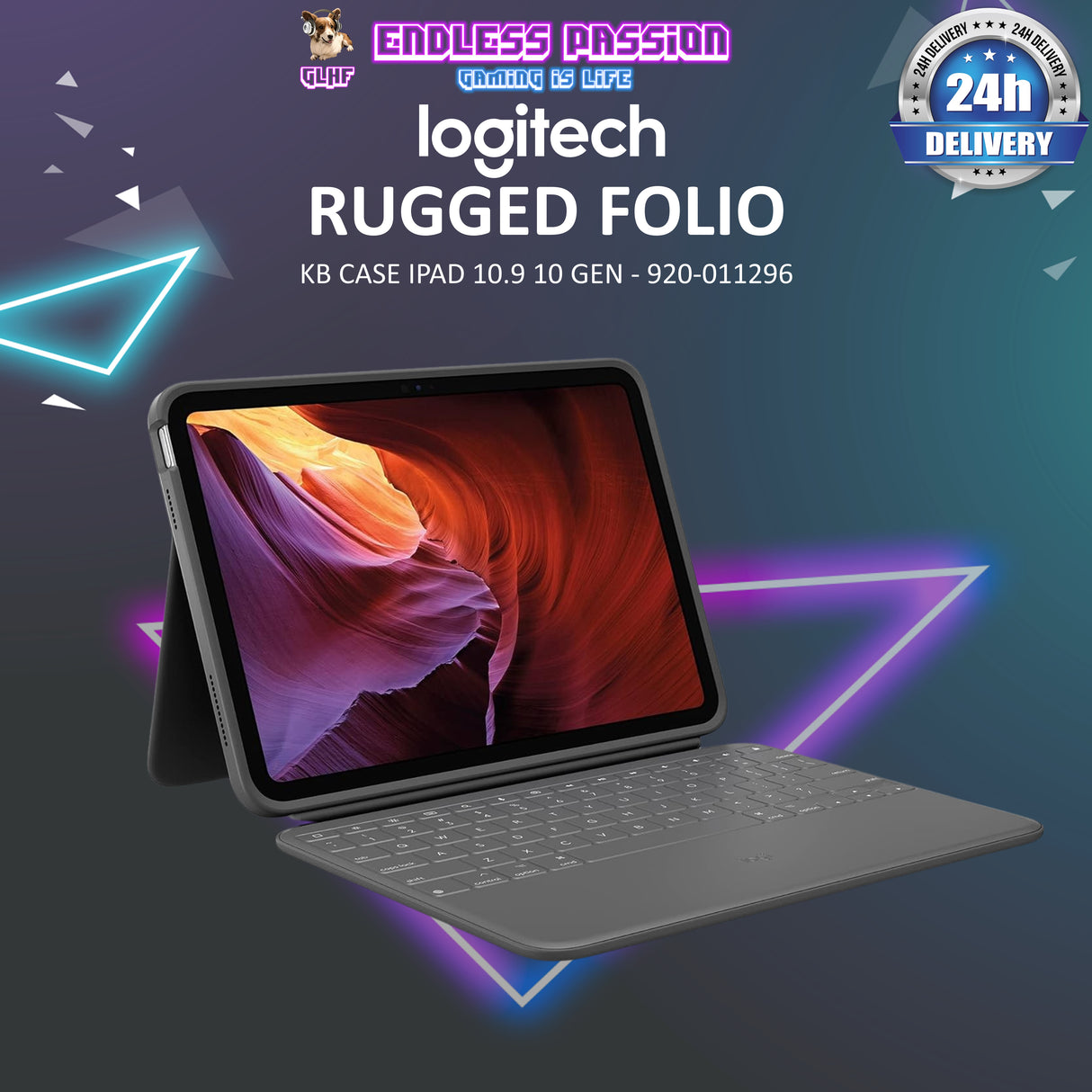 Logitech Rugged Folio Keyboard Case for iPad 10.9" 10th Gen - 920-011296