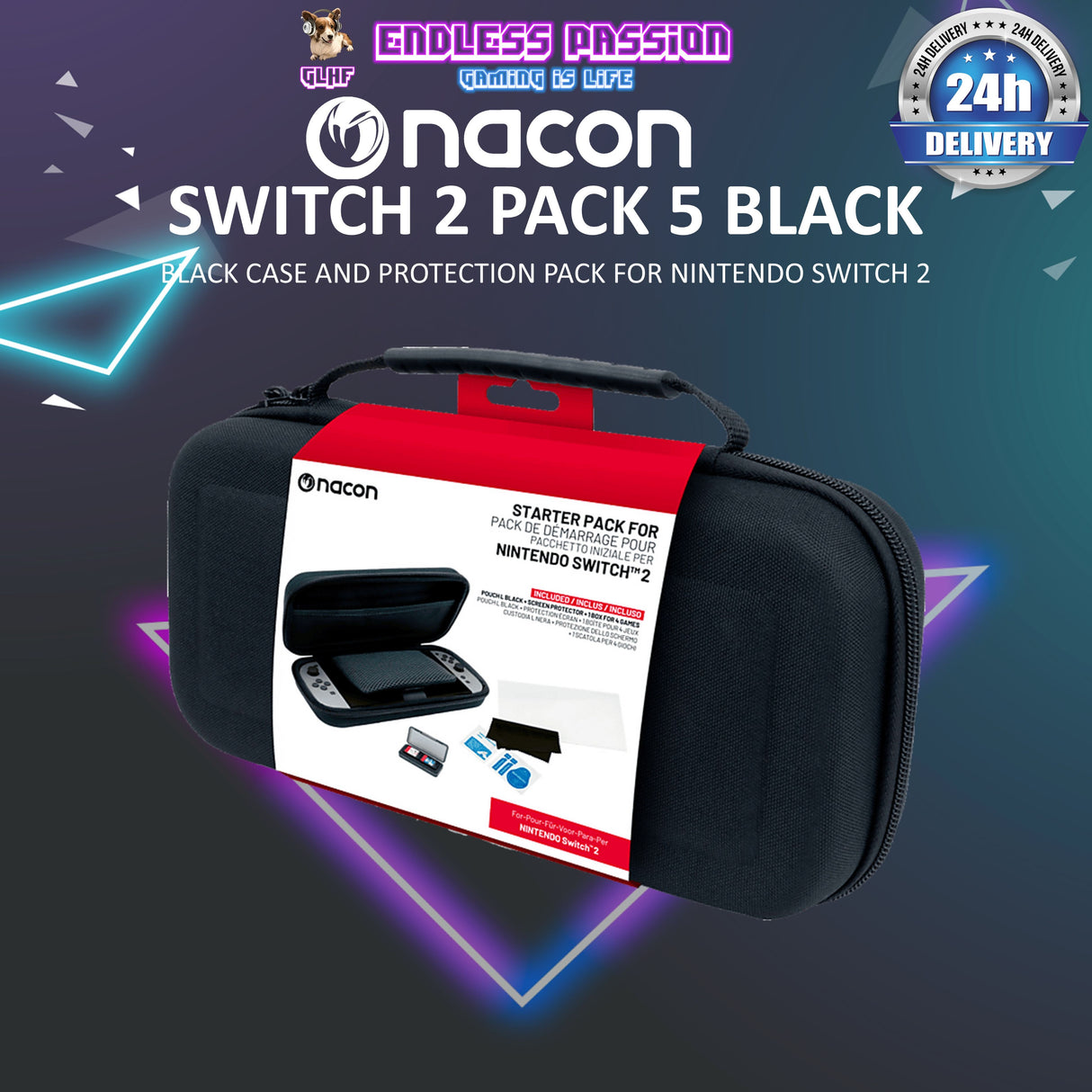 Nacon Black Case and Protection Pack for Nintendo Switch 2
