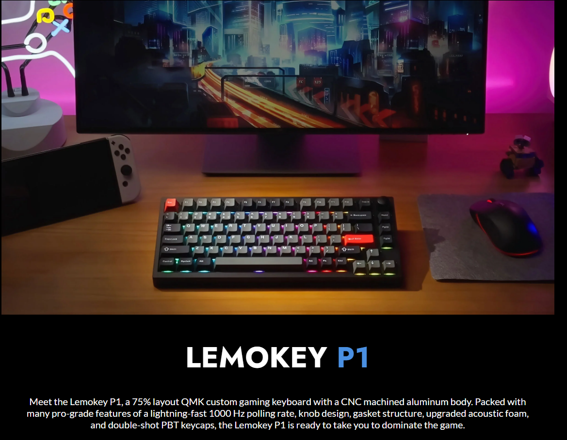 Lemokey P1 Pro Custom Gaming Keyboard - Space Sliver