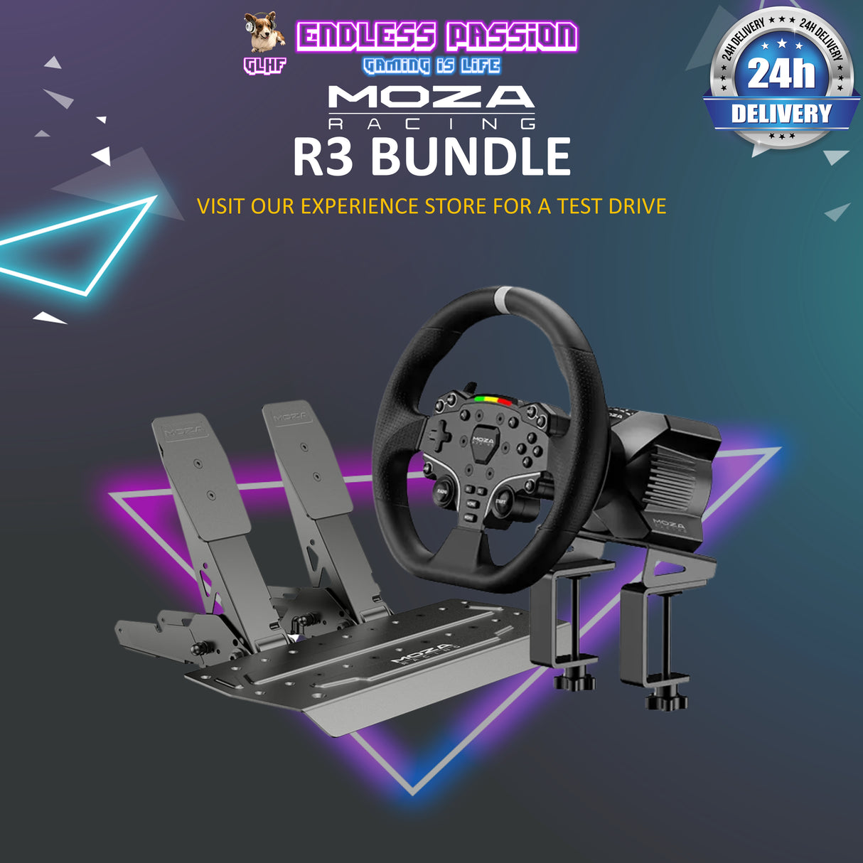 Moza R3 Racing Wheel and Pedals for PC Only