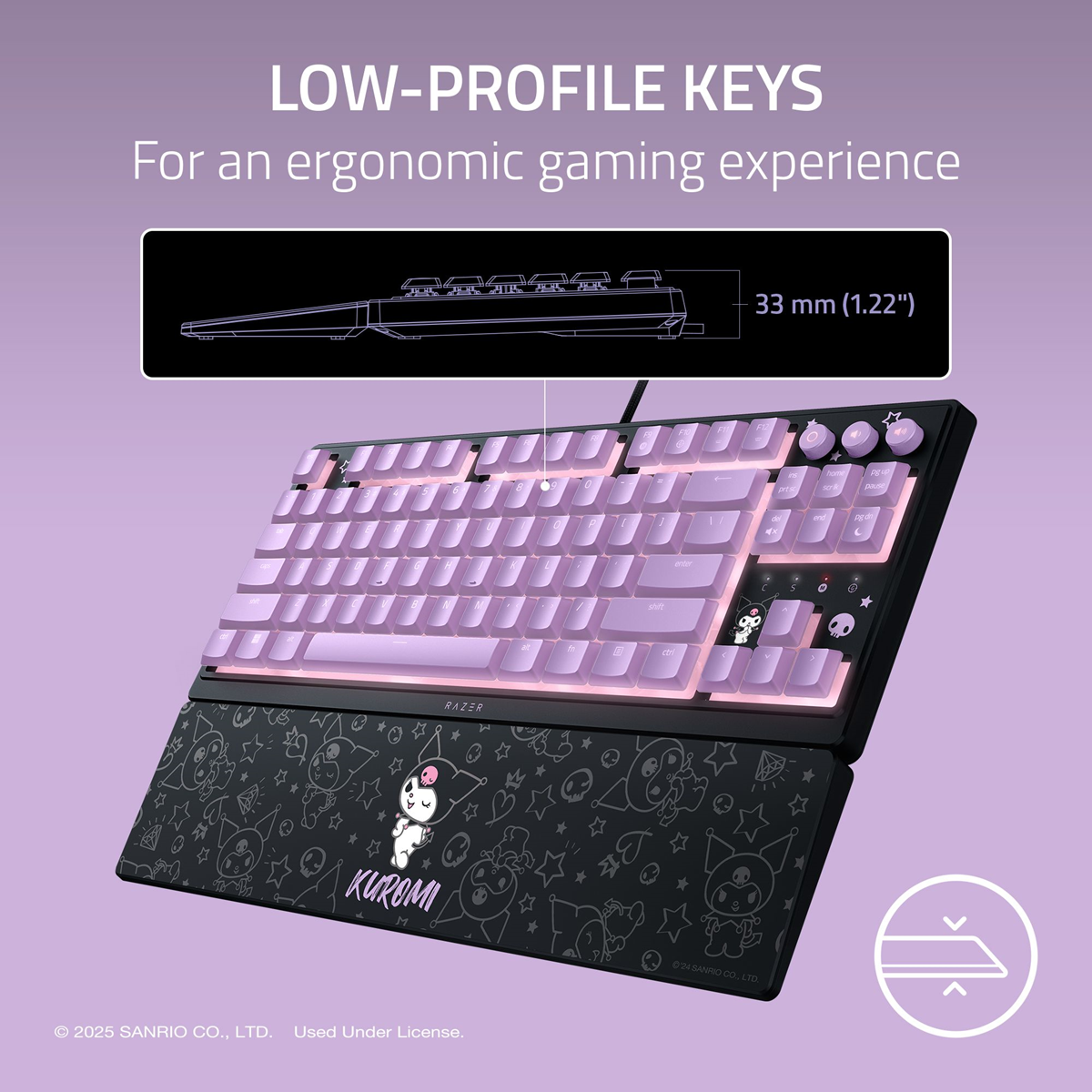 Razer Ornata V3 Tenkeyless Kuromi™ Edition Low-Profile Ergonomic Gaming Keyboard