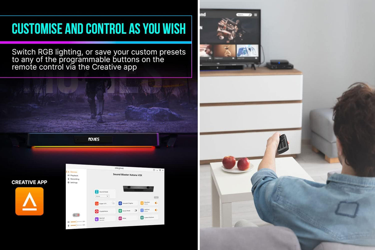 Creative Sound Blaster Katana V2X Gaming Soundbar with Compact Subwoofer