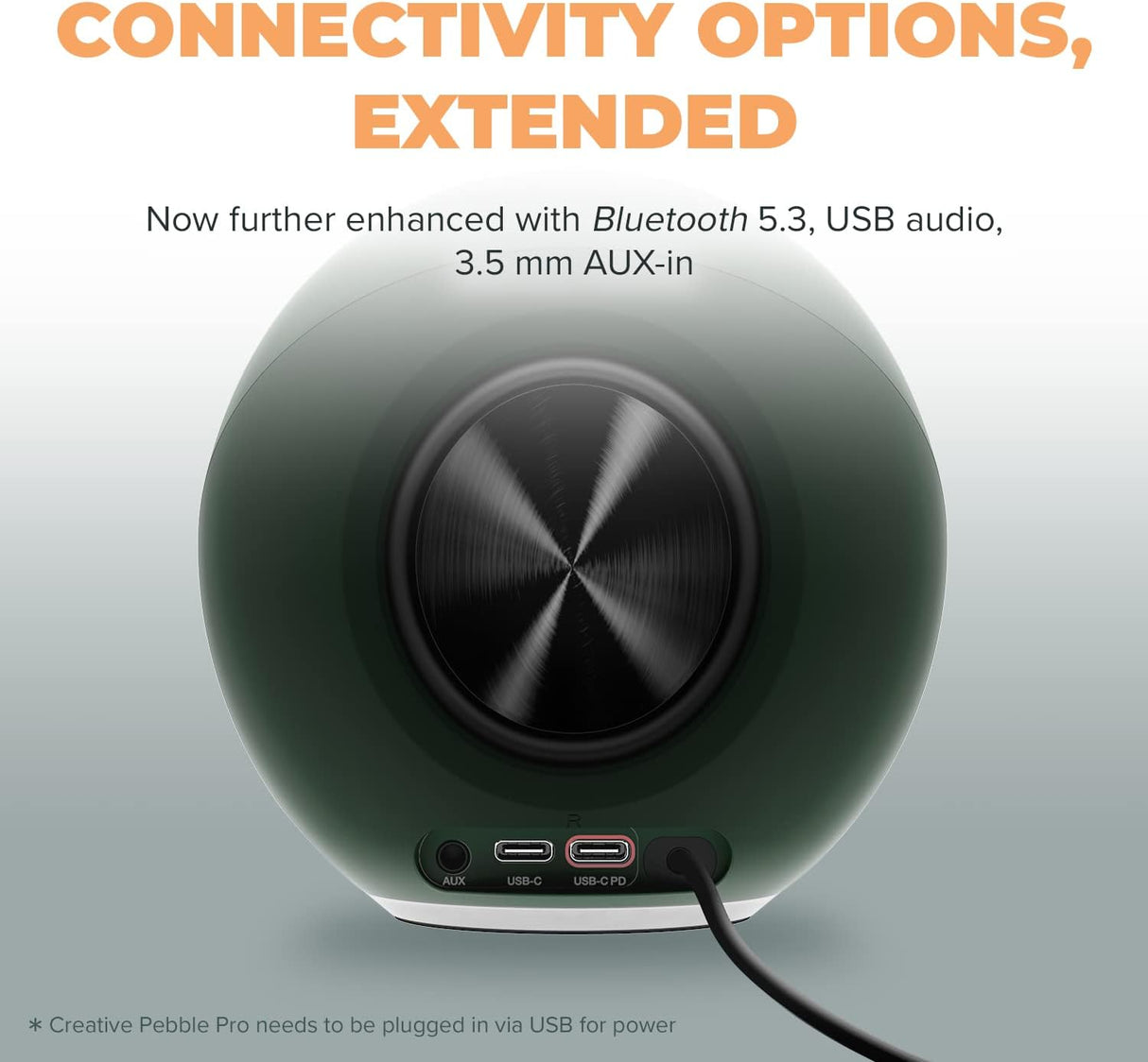 Creative Pebble Pro Minimalist 2.0 USB-C Computer Speakers with Bluetooth 5.3 and Customizable RGB Lighting