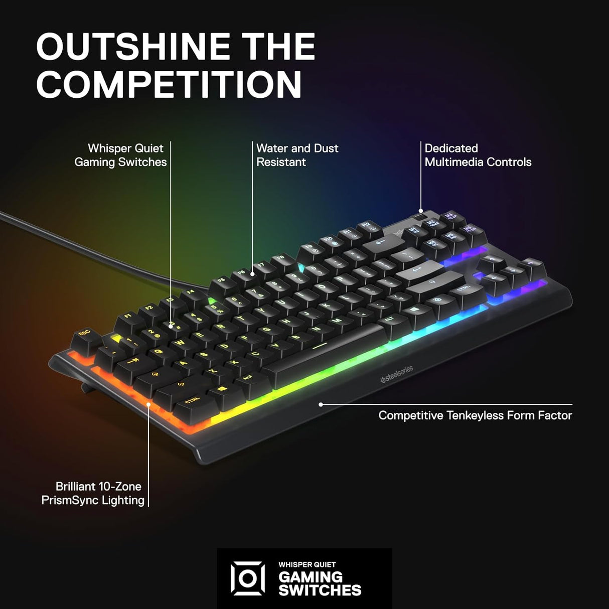 SteelSeries Apex 3 TKL Wired Gaming Keyboard