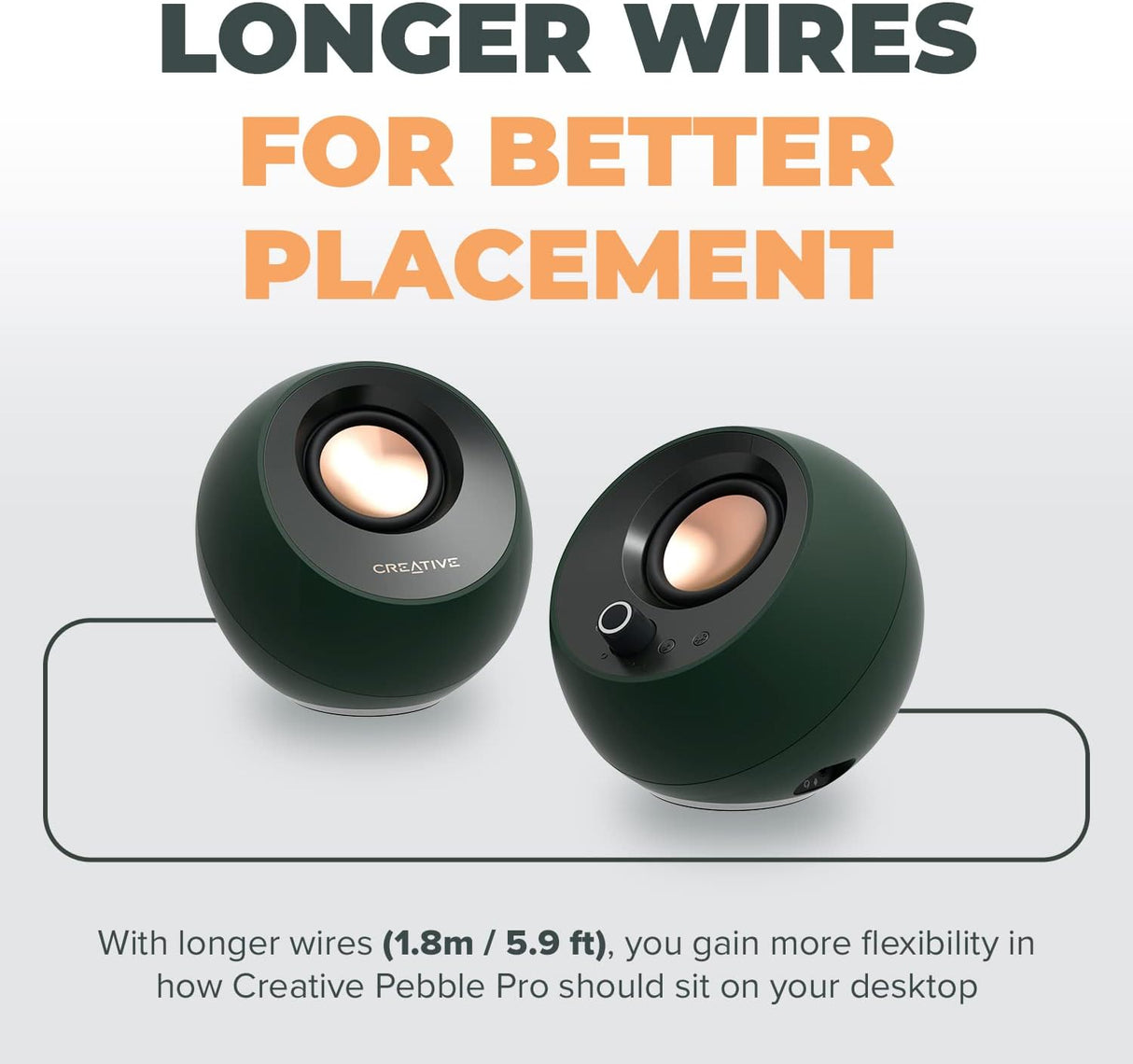 Creative Pebble Pro Minimalist 2.0 USB-C Computer Speakers with Bluetooth 5.3 and Customizable RGB Lighting