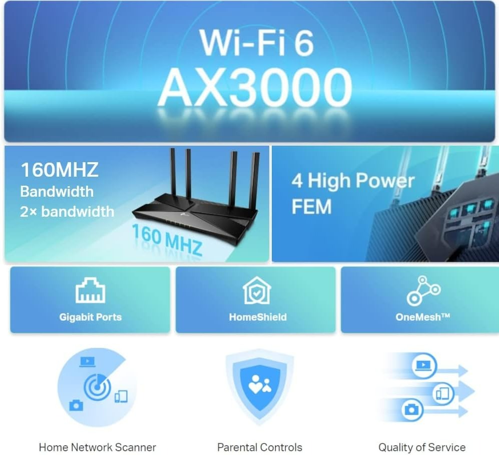 TP Link Archer AX53 AX3000 Dual Band Gigabit Wi-Fi 6 Router