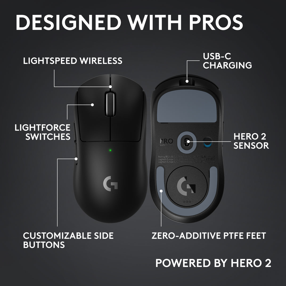 Logitech G Pro X Superlight 2c Lightweight Wireless Gaming Mouse