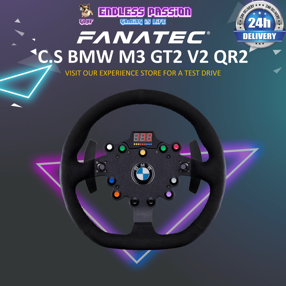 Fanatec ClubSport Steering Wheel BMW M3 GT2 V2 + QR2 Wheel-side