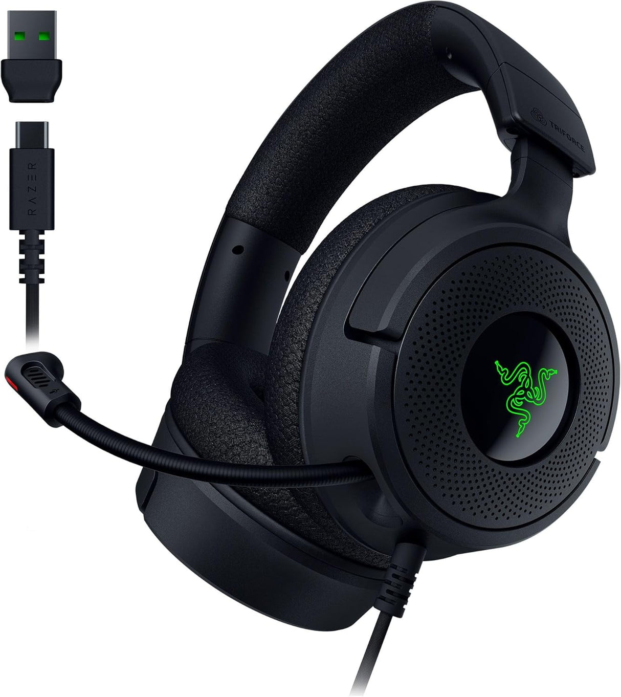 Razer Kraken V4 X - Wired PC Gaming Headset (TriForce 40mm Drivers, Retractable Cardioid Mic, 7.1 Surround Sound, Chroma RGB, for PC