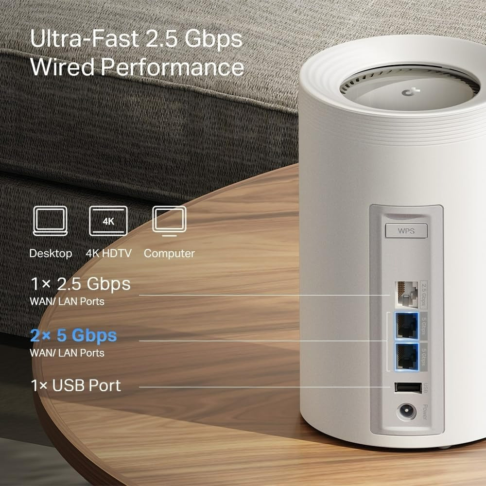 TP Link Deco BE65 Pro BE11000 Whole Home Mesh WiFi 7 System