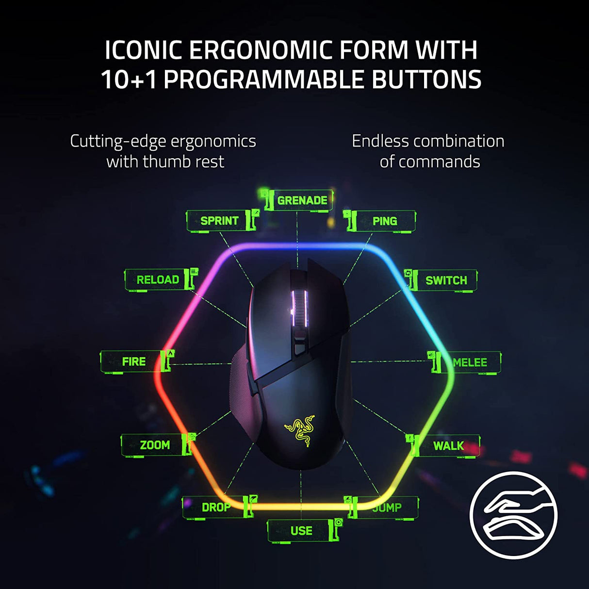 Razer Basilisk V3 Pro - Customizable Wireless Gaming Mouse with Razer HyperScroll Tilt Wheel