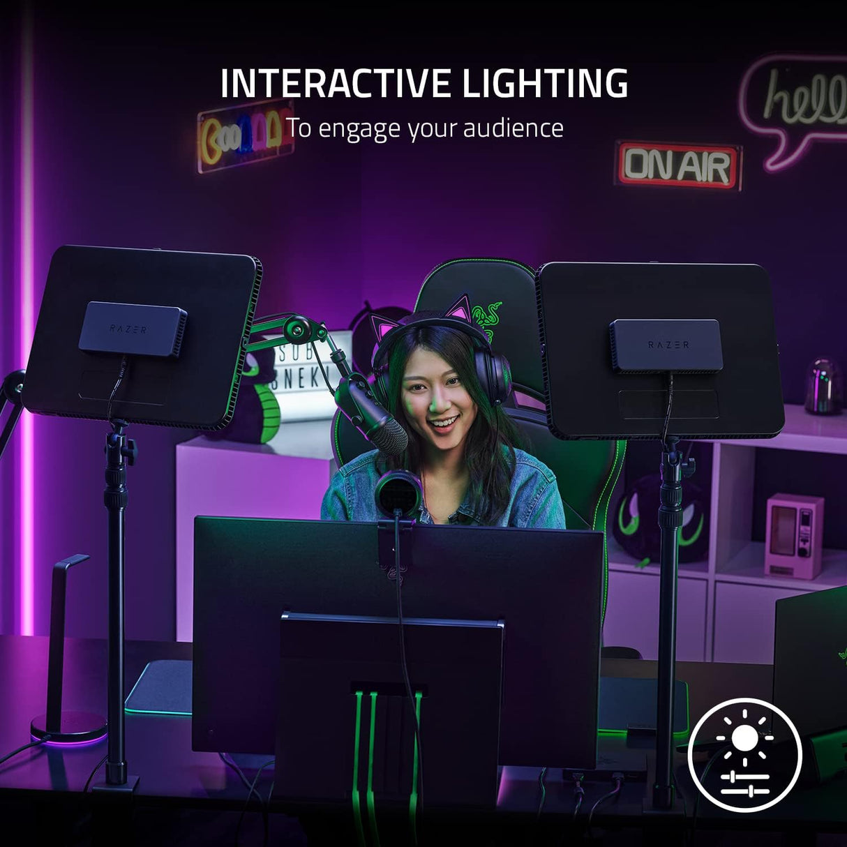 Razer Key Light Chroma-Razer Chroma RGB Key Light for Streaming All-in-one Stream Lighting, Customizable Light Spectrum