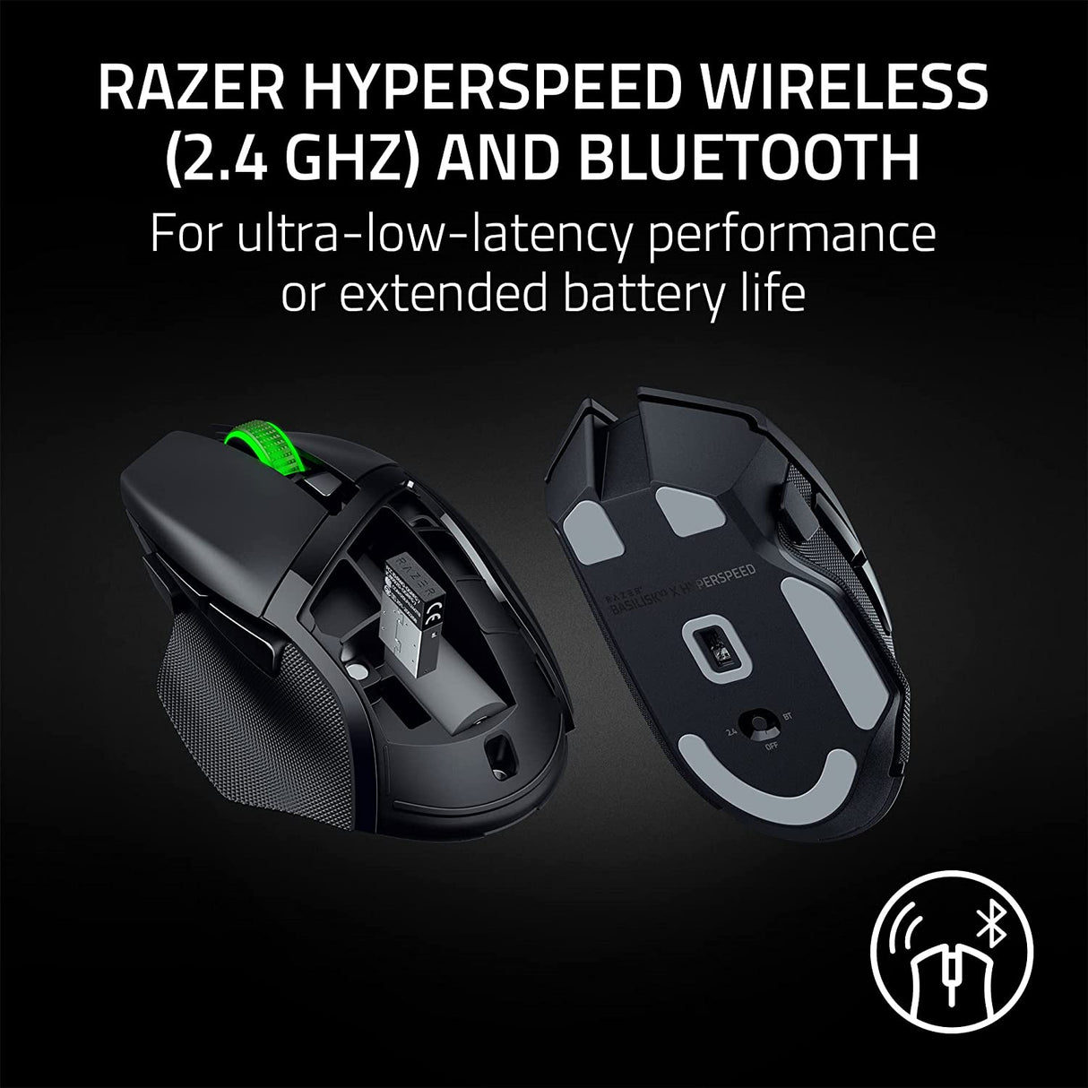 Razer Basilisk V3 X HyperSpeed - Customizable Wireless Gaming Mouse with RGB Lighting