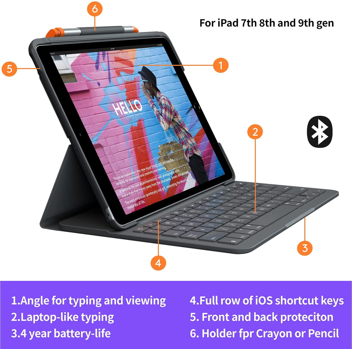 Logitech Slim Folio Keyboard Case for iPad 10.2" (7th, 8th, 9th Gen) - 920-009469