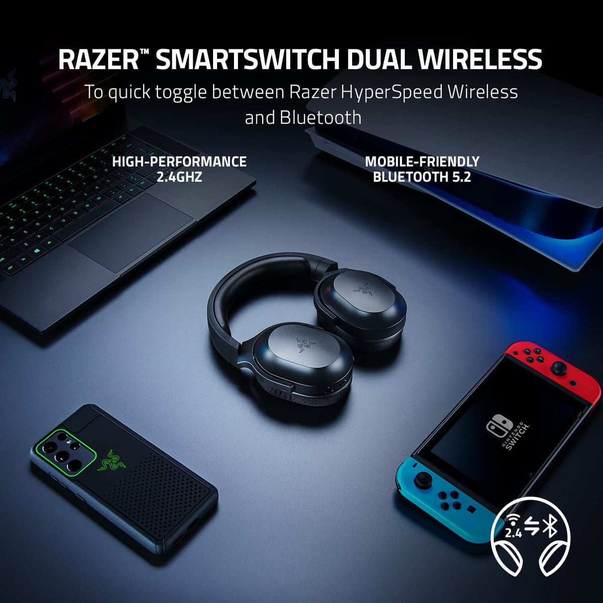 Razer Barracuda X (2022) - Wireless Multi-platform Gaming and Mobile Headset with Bluetooth 5.2 connection