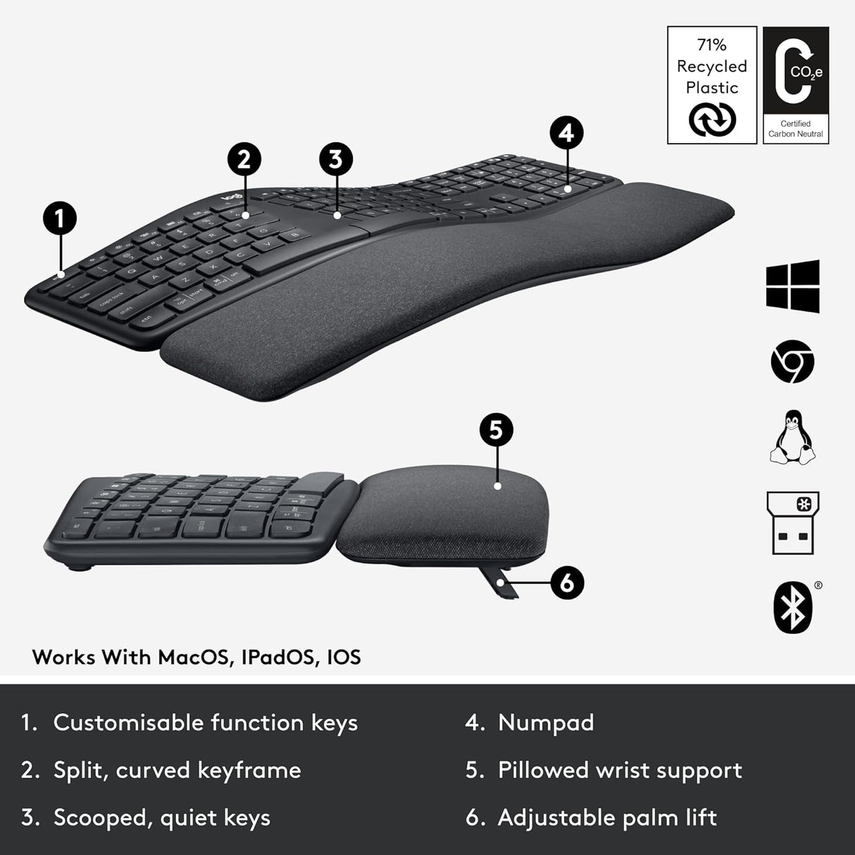 Logitech ERGO K860 Ergonomic Wireless Split Keyboard