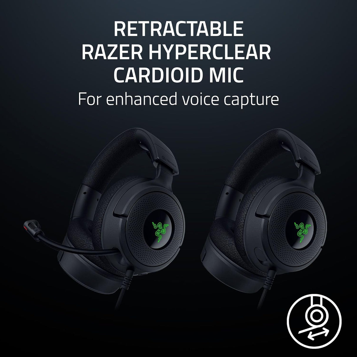 Razer Kraken V4 X - Wired PC Gaming Headset (TriForce 40mm Drivers, Retractable Cardioid Mic, 7.1 Surround Sound, Chroma RGB, for PC