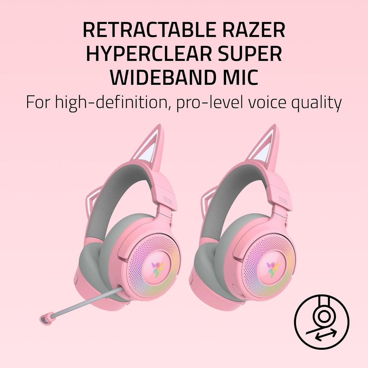 Razer Kraken Kitty V3 Pro - Wireless RGB Headset with Kitty Ears