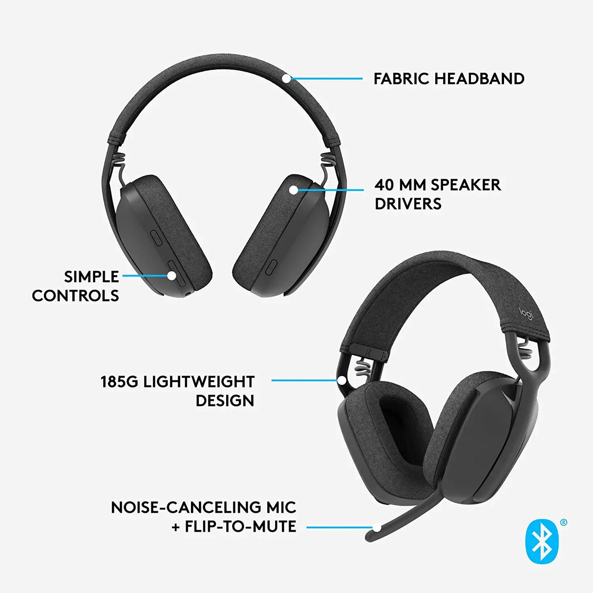 Logitech Zone Vibe 100 Lightweight Wireless Bluetooth Headset