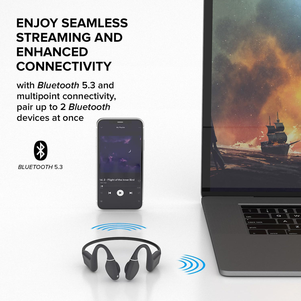 Creative Outlier Free+ Wireless Bone Conduction Headphones with Adjustable Transducers