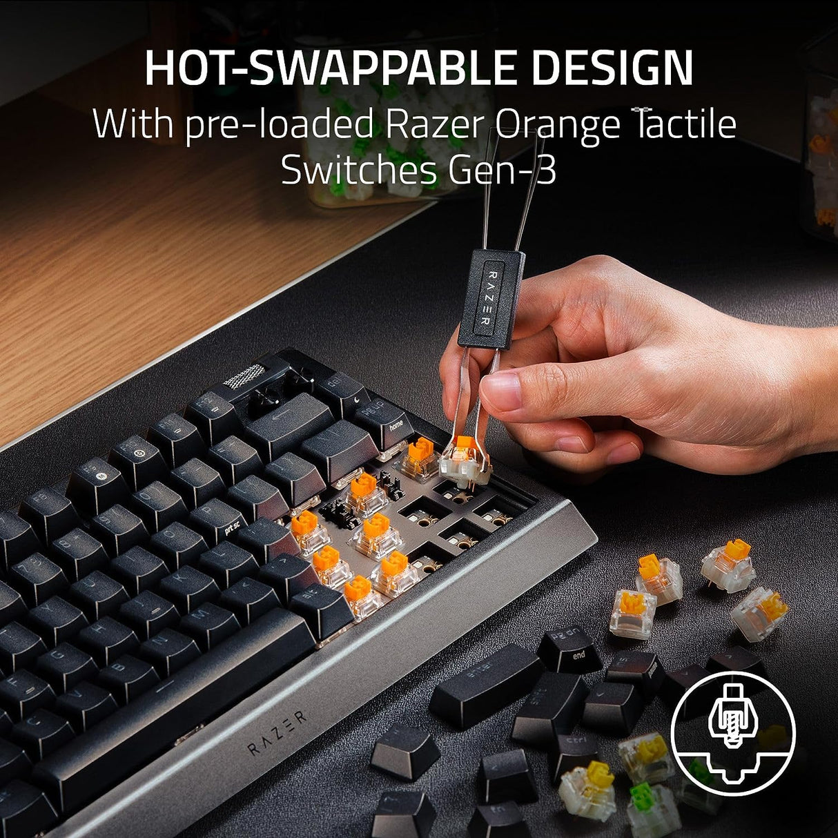 Razer BlackWidow V4 75% - US Layout Hot-swappable Mechanical Gaming Keyboard with Razer Chroma RGB