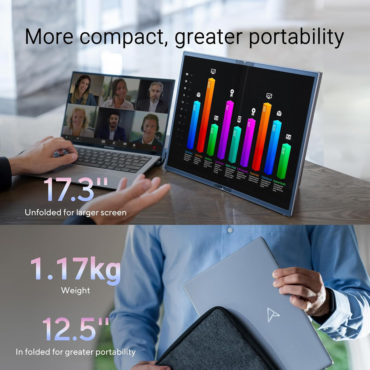 ASUS ZenScreen Fold OLED MQ17QH QHD Portable Monitor