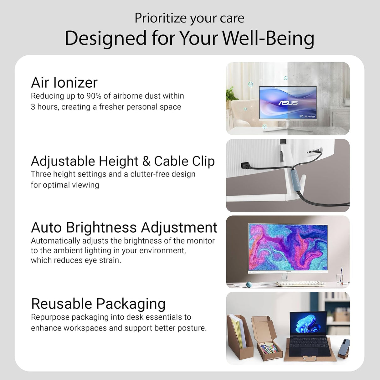 ASUS VU279HFI-W 27 Inch FHD IPS 100Hz Eye Care Monitor