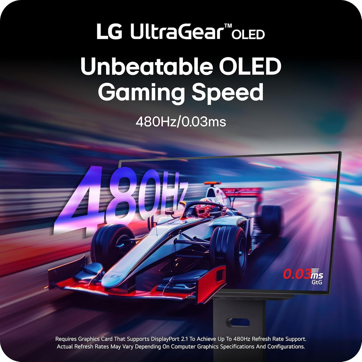 LG Monitor 27GX790A-B 27 Inch UltraGear OLED QHD 1440P 480Hz 0.03ms G-Sync® Compatible DisplayPort 2.1 Gaming Monitor