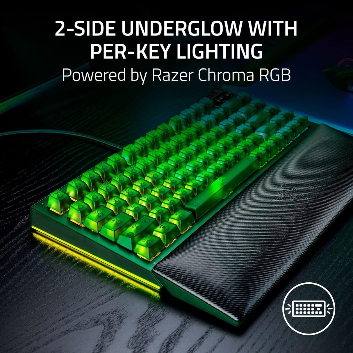 Razer BlackWidow V4 75% - US Layout Hot-swappable Mechanical Gaming Keyboard with Razer Chroma RGB - Phantom Green Edition