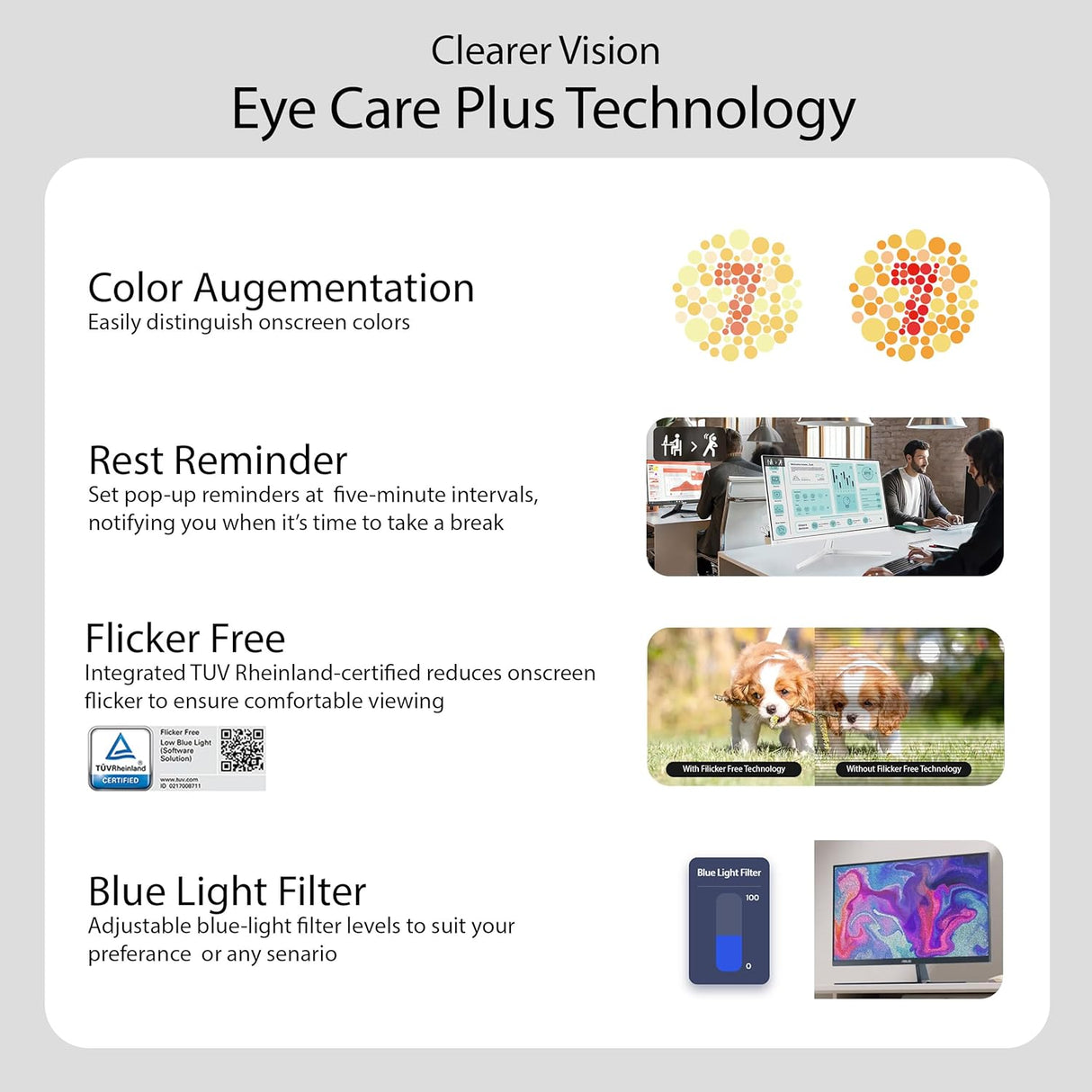 ASUS VU279HFI-W 27 Inch FHD IPS 100Hz Eye Care Monitor