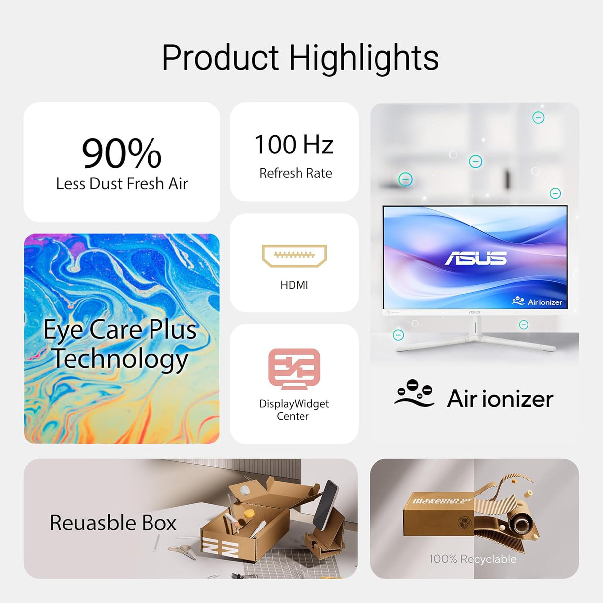 ASUS VU279HFI-W 27 Inch FHD IPS 100Hz Eye Care Monitor