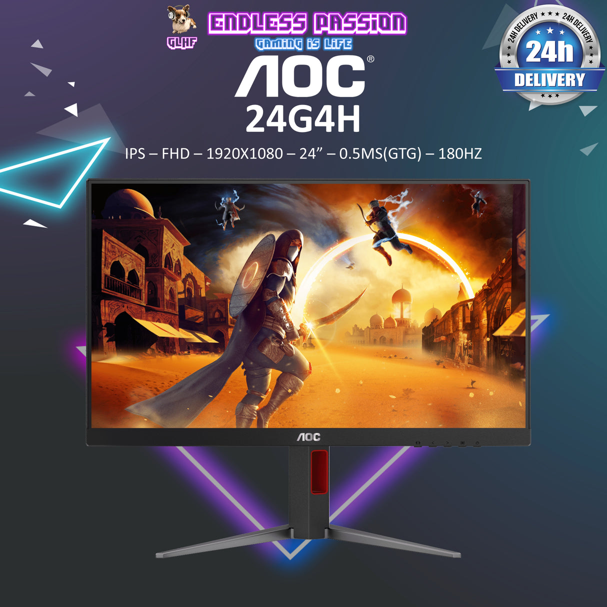 AOC 24G4H 23.8" Fast IPS 1920x1080 FHD 200HZ 1ms Gaming Monitor