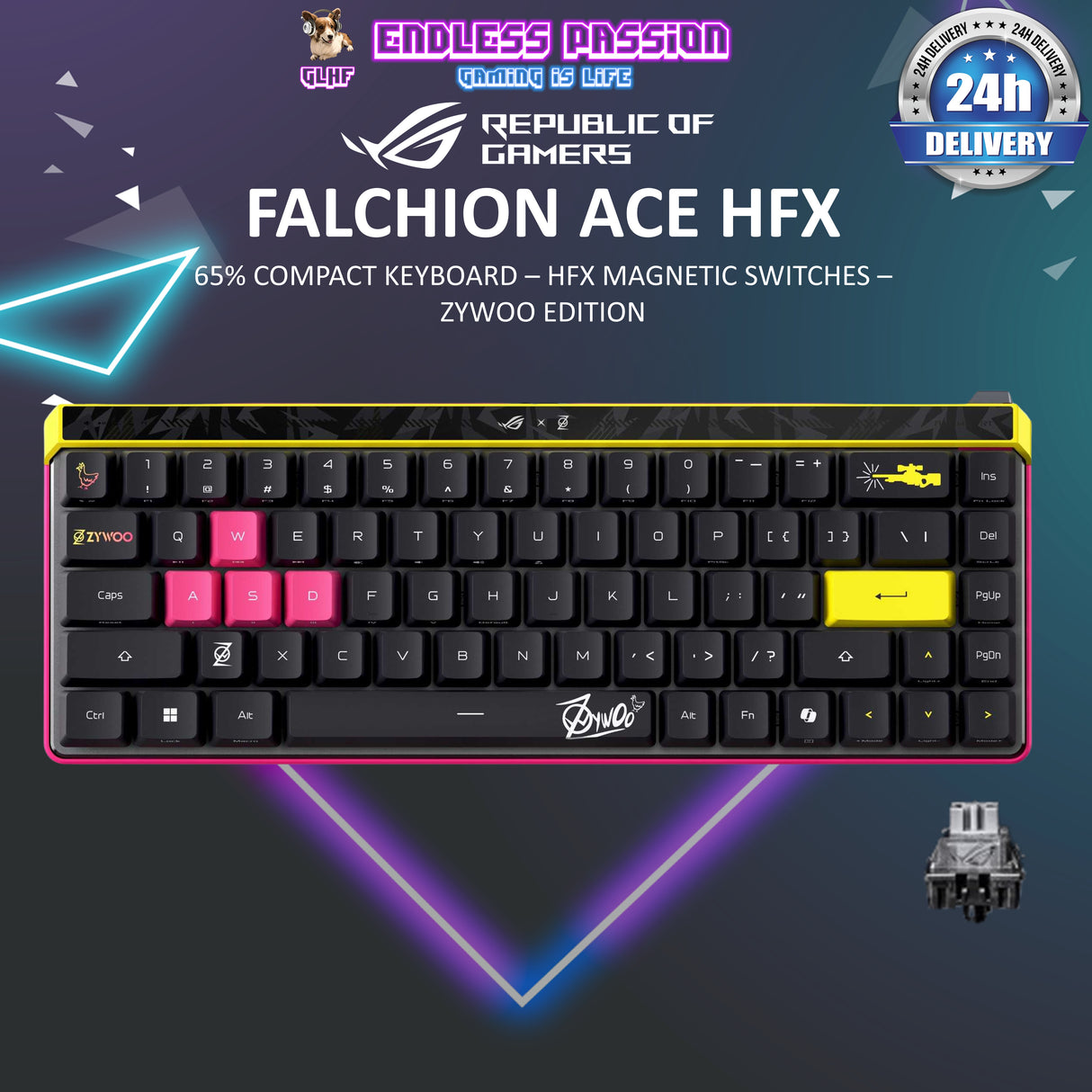 ASUS ROG Falchion Ace HFX ZywOo Edition 65% Wired Gaming Keyboard - ROG HFX Magnetic Switch