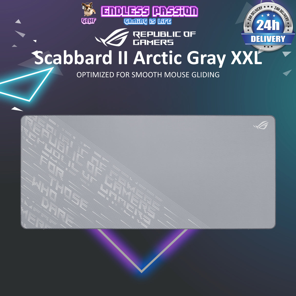 ASUS ROG Scabbard II Arctic Gray XXL Gaming Mouse Pad