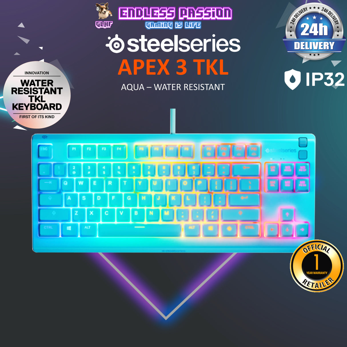 SteelSeries Apex 3 TKL Wired Gaming Keyboard