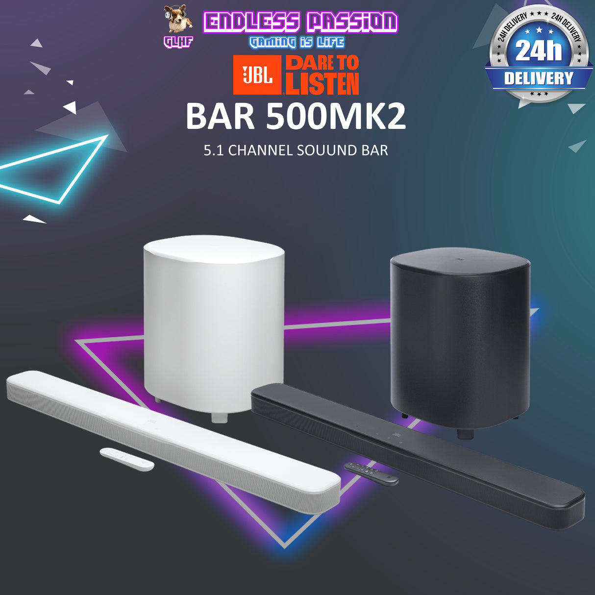 JBL Bar 500MK2 5.1 channel soundbar system with MultiBeam™ 3.0 and Dolby Atmos®