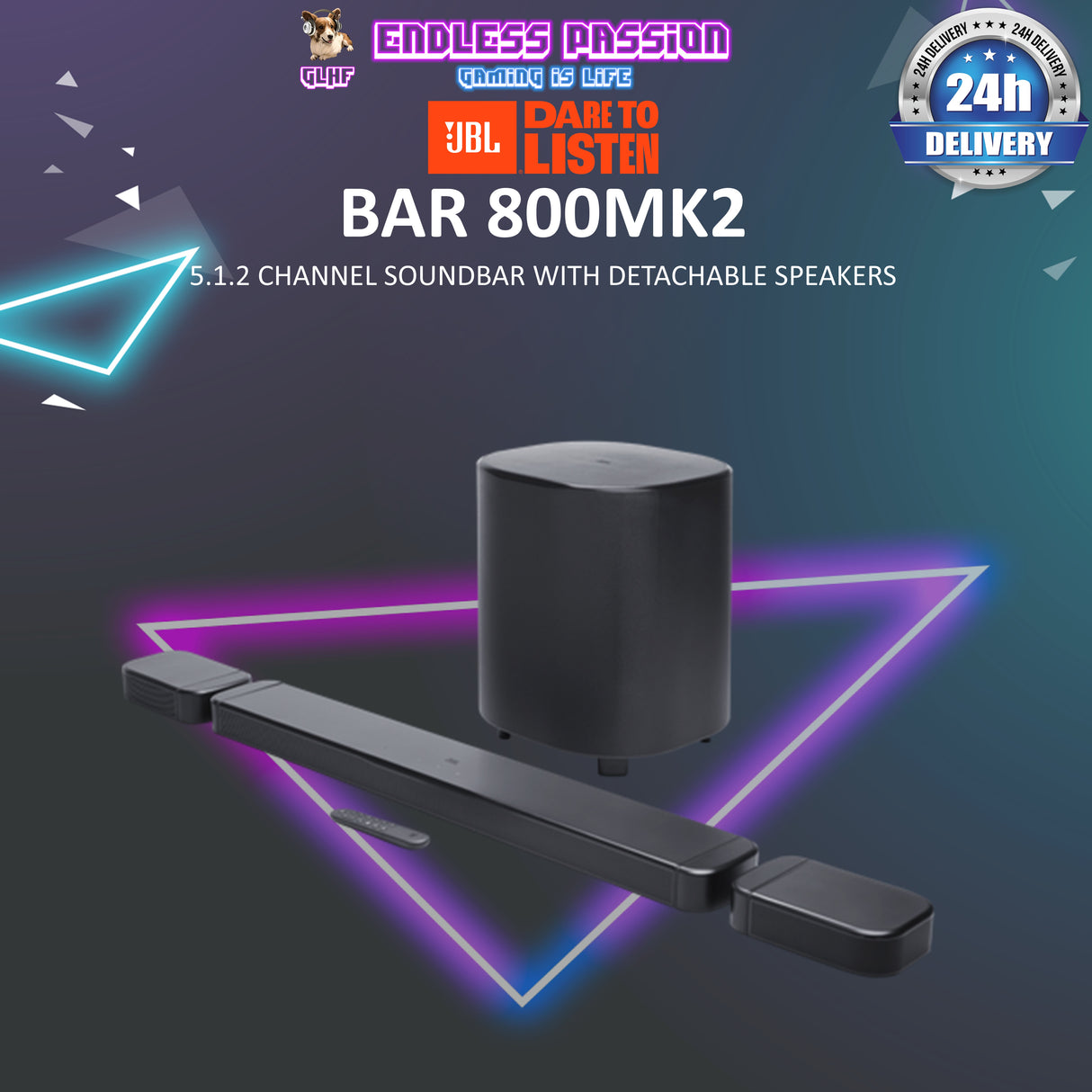 JBL Bar 800MK2 7.1 channel soundbar system with detachable surround speakers, MultiBeam 3.0™, Dolby Atmos® and DTS Virtual:X®