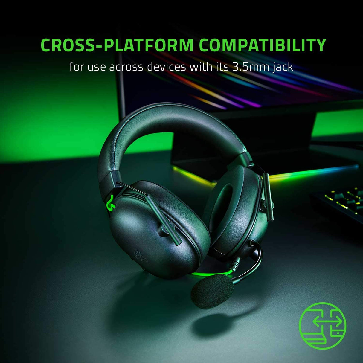 Razer BlackShark V2 X — Multi-platform wired esports headset with 7.1 surround sound