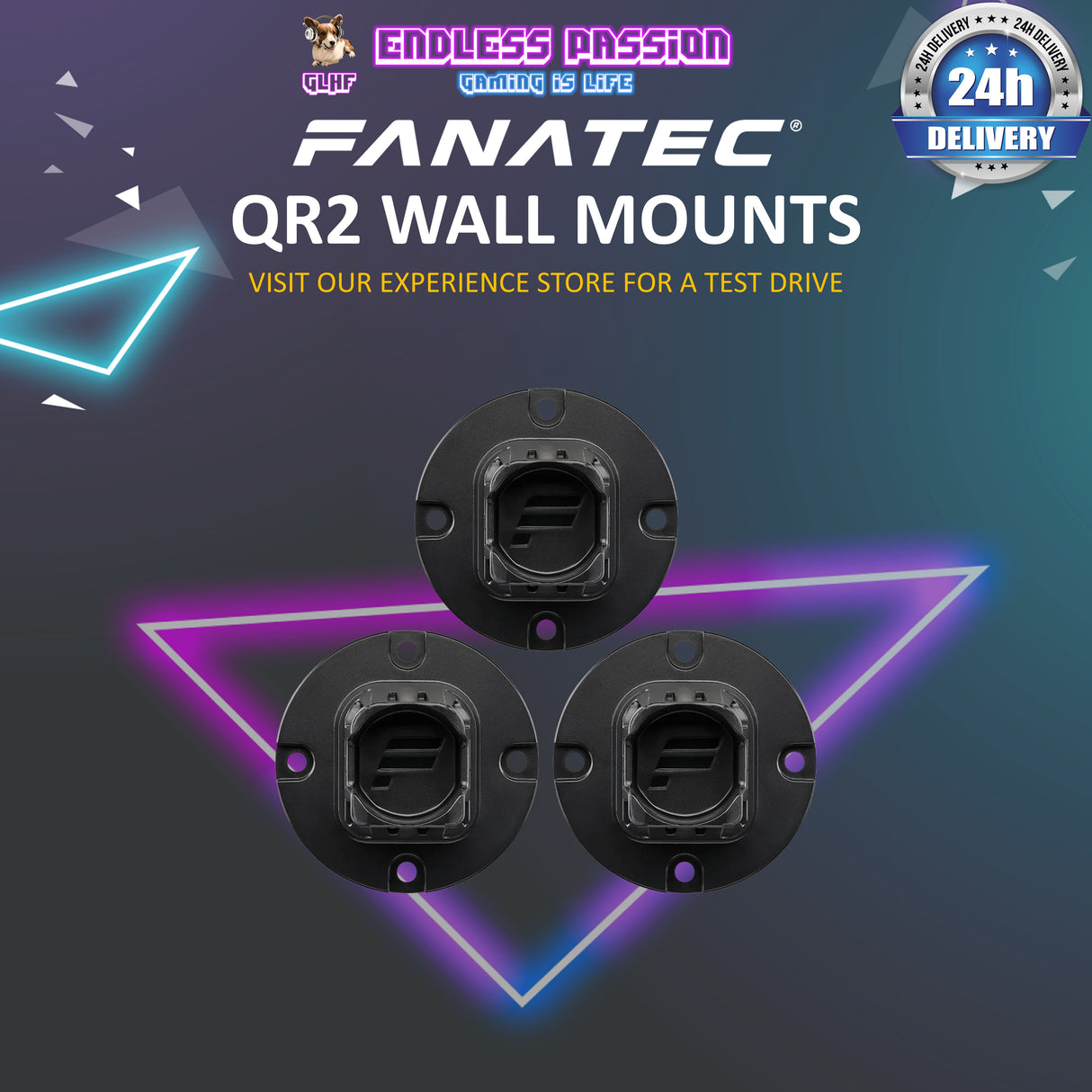 Fanatec QR2 Wall Mounts - 3-Pack - QR2_WM