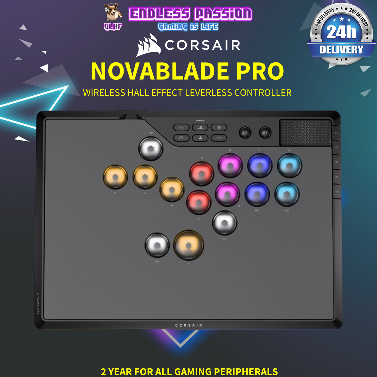 Corsair Novablade Pro Wireless Hall Effect Leverless Controller For Playstation & PC