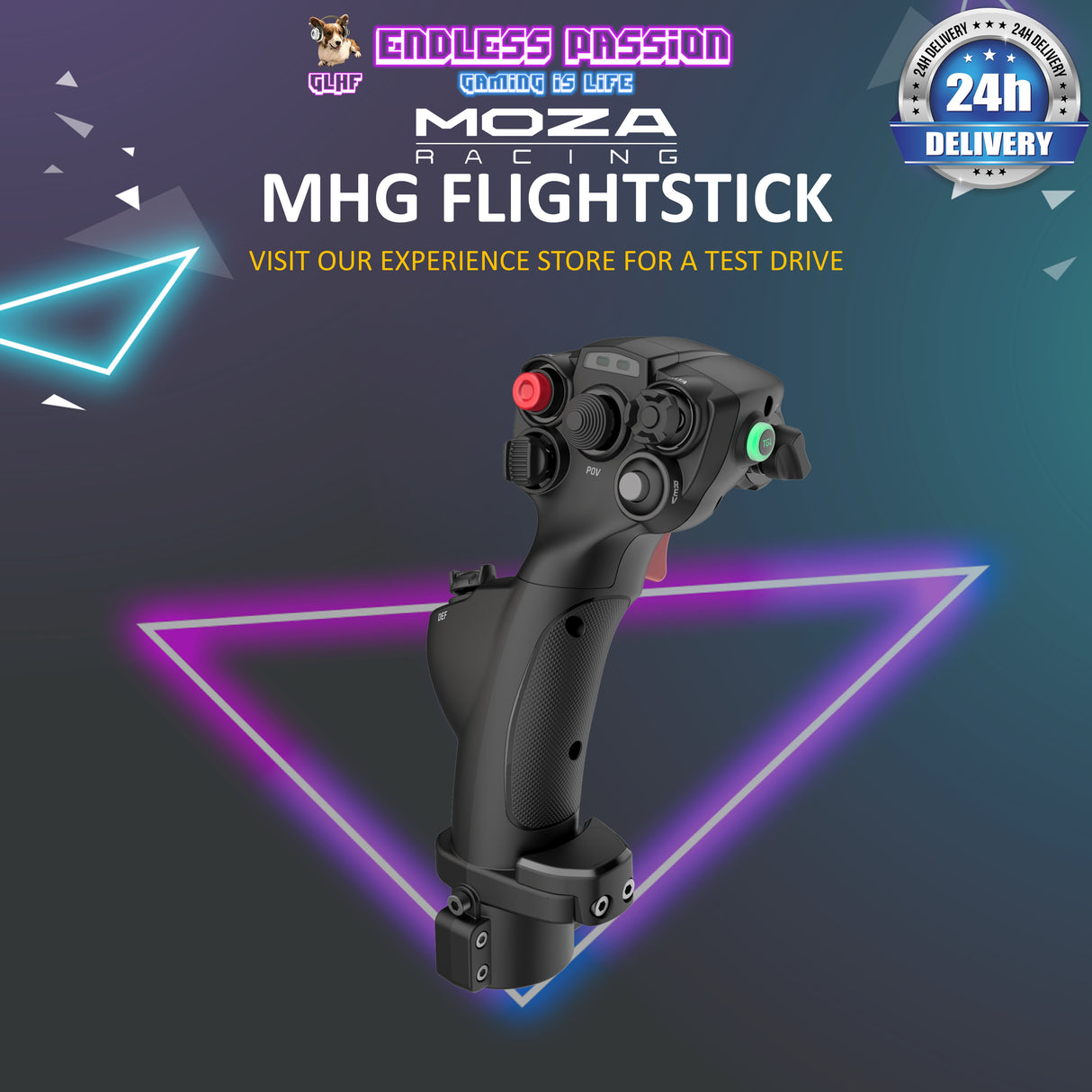 MOZA MHG Carbon Fiber, Hall Sensor and RGB Flight Stick