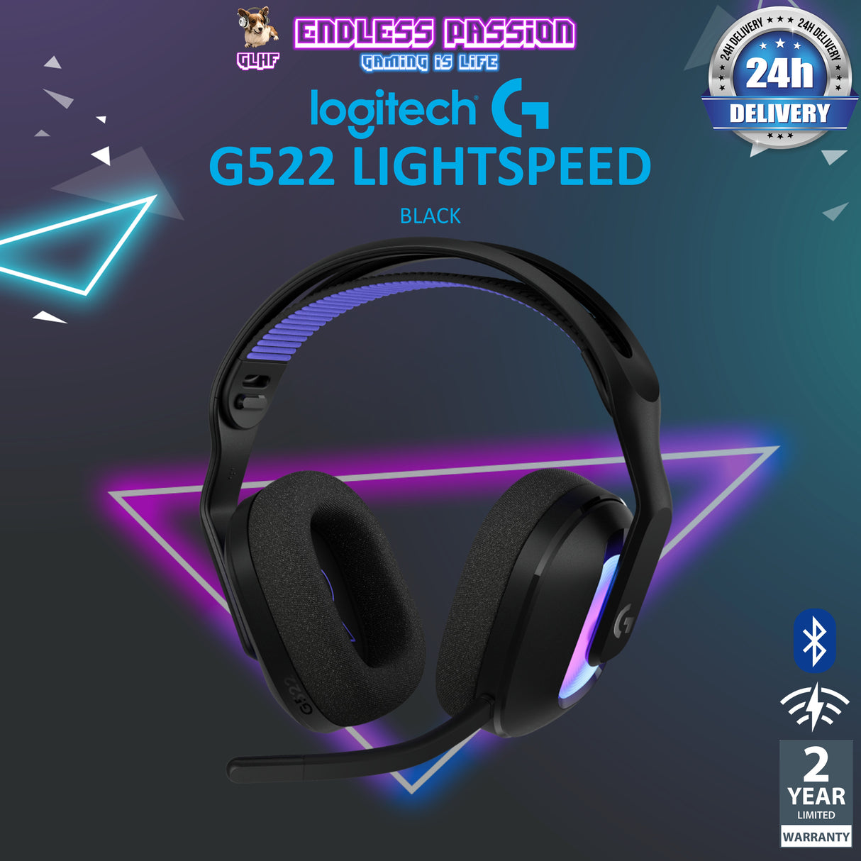 Logitech G522 LIGHTSPEED Wireless Gaming Headset with LIGHTSYNC RGB