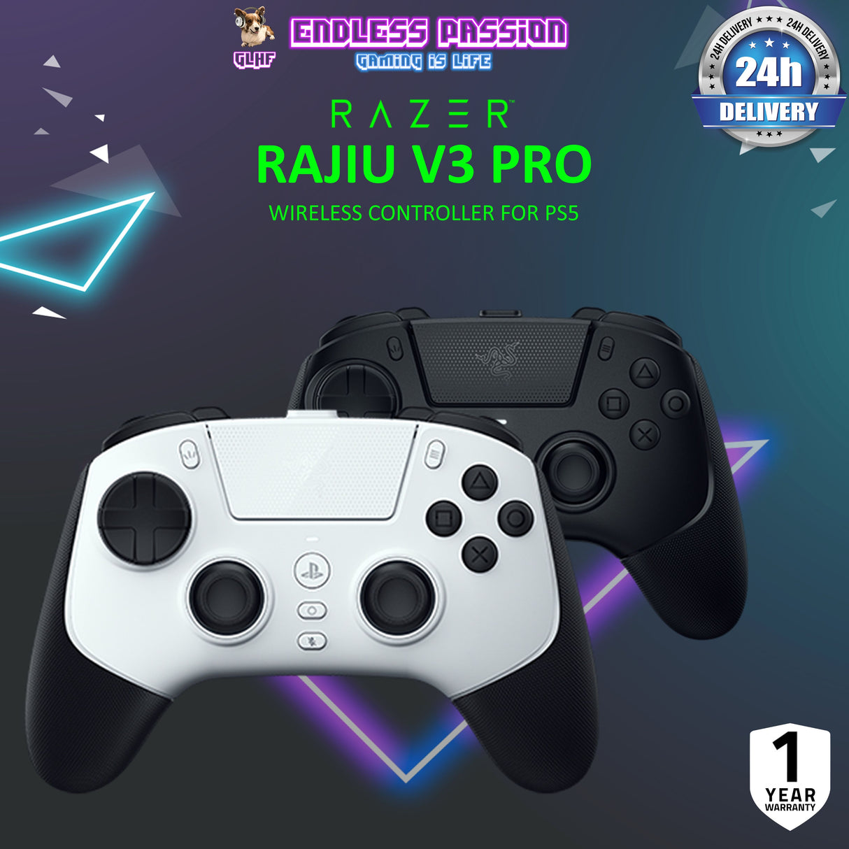 Razer Raiju V3 Pro - Wireless Gaming Controller for PlayStation 5 & PC