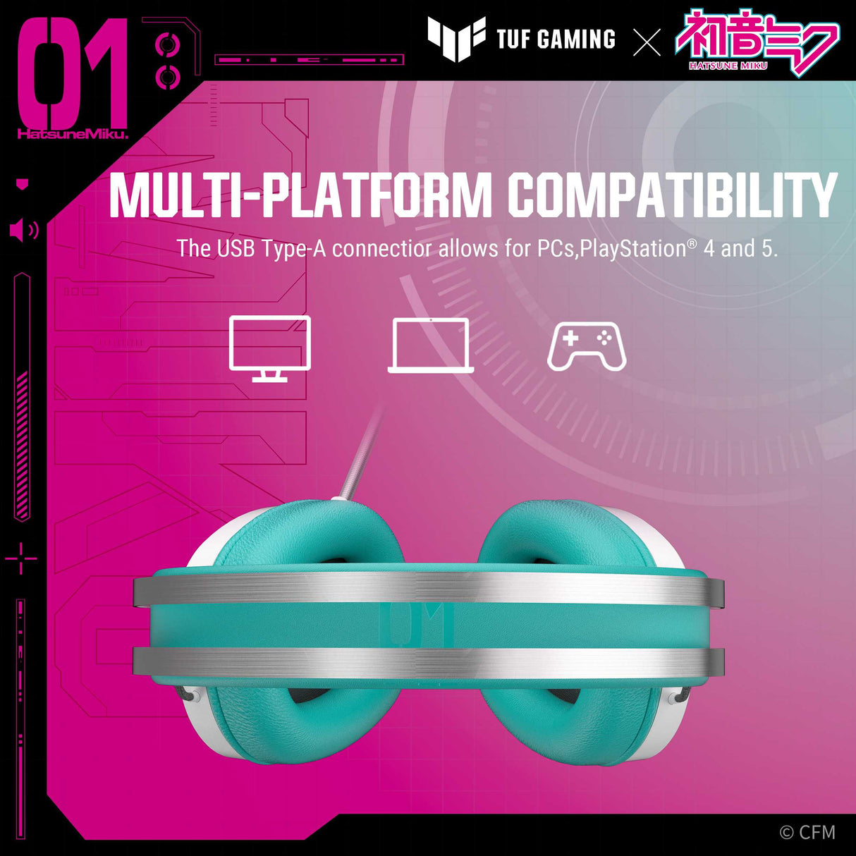 ASUS TUF Gaming H1 Gen II Wired Gaming Headset - Hatsune Miku Edition