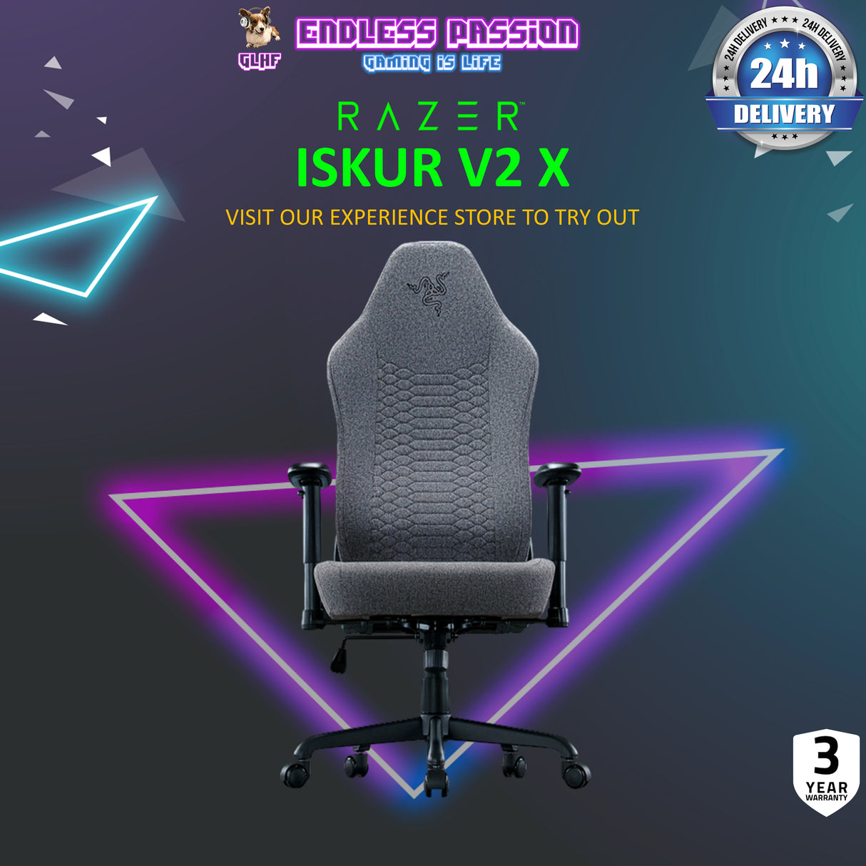 Razer Iskur V2 X - Ergonomic Gaming Chair with Integrated Lumbar Support