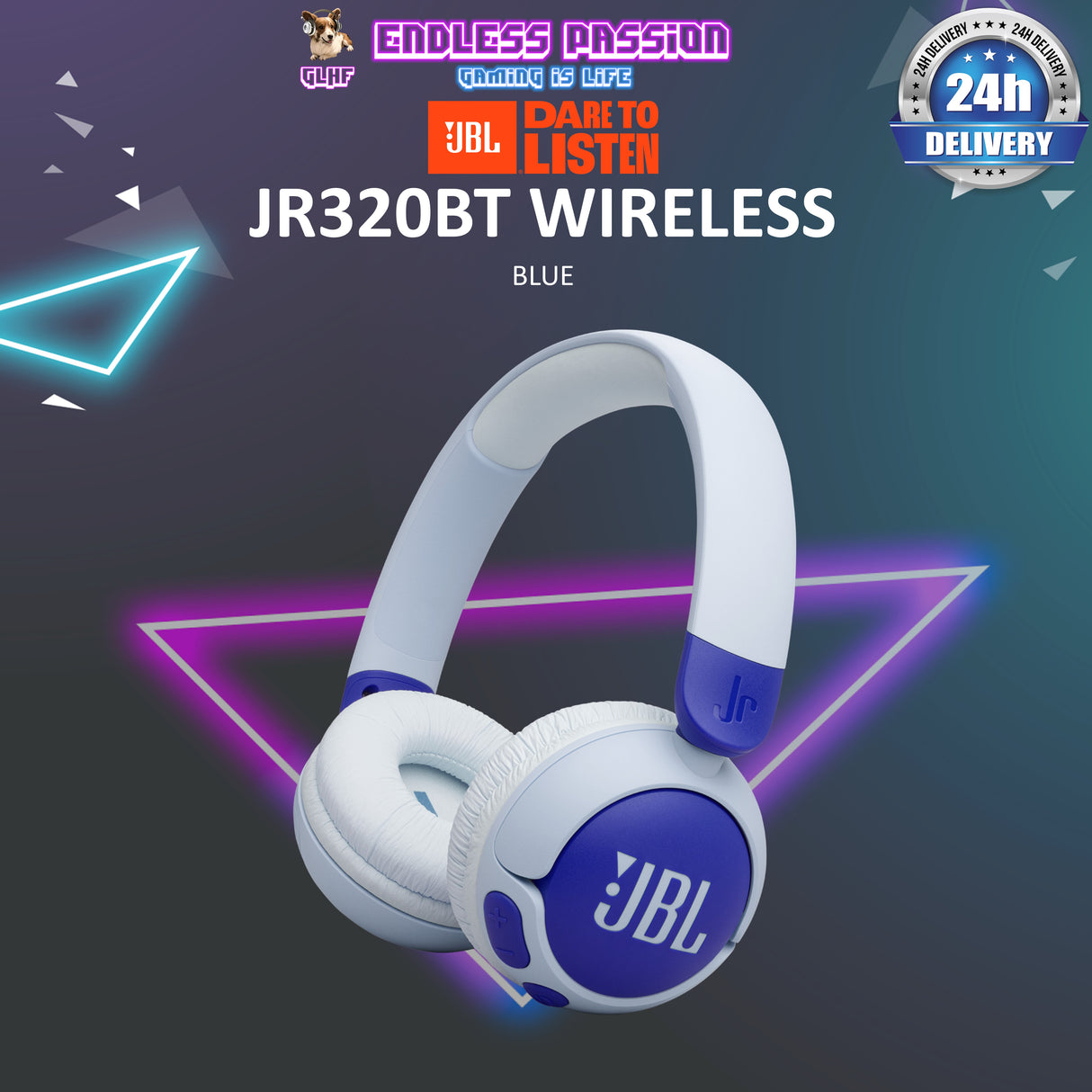 JBL JR 320BT Wireless On-Ear Bluetooth Headphones for Kids with Built-In Mic