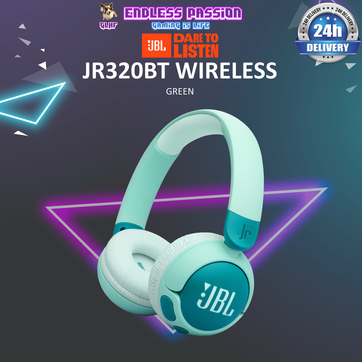 JBL JR 320BT Wireless On-Ear Bluetooth Headphones for Kids with Built-In Mic