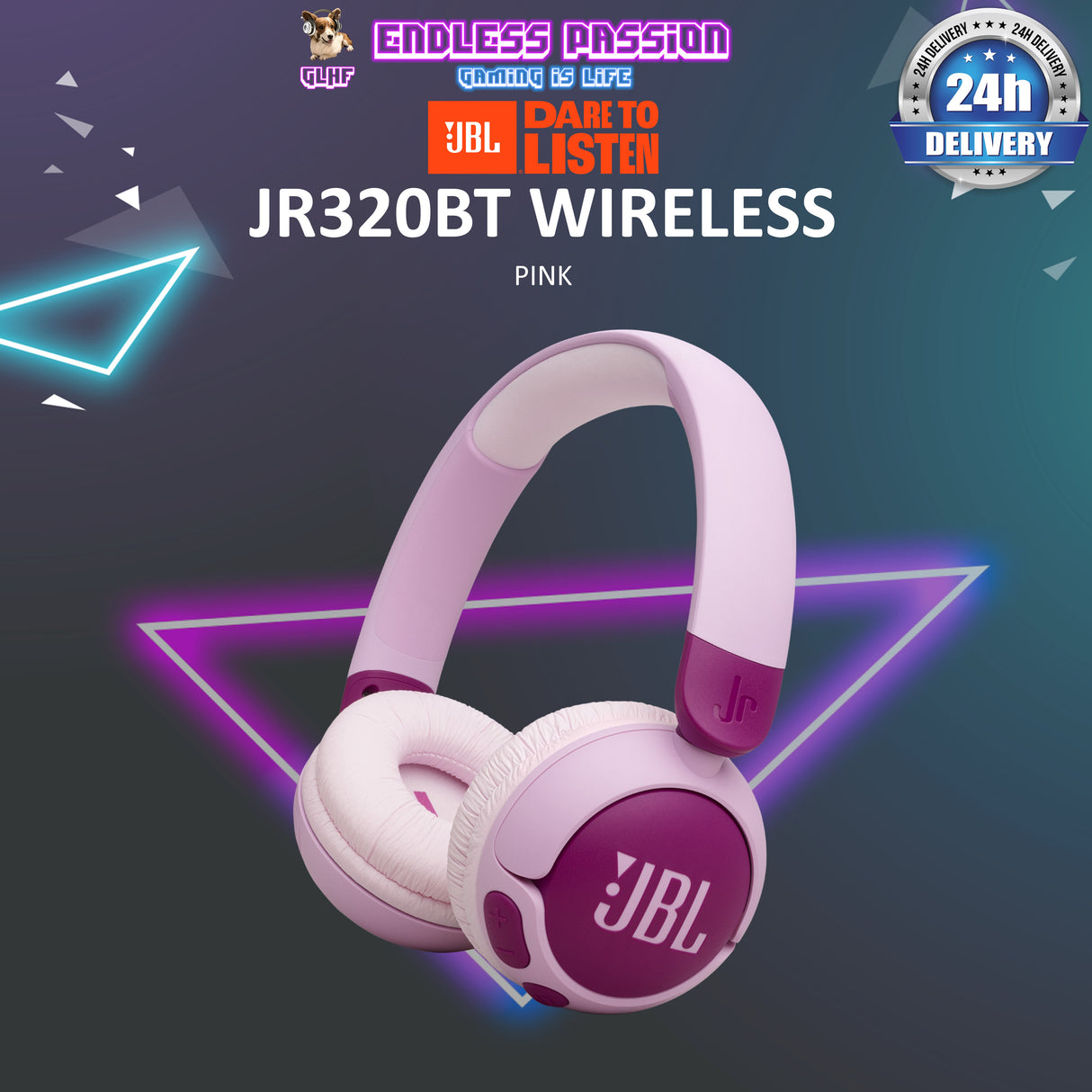 JBL JR 320BT Wireless On-Ear Bluetooth Headphones for Kids with Built-In Mic