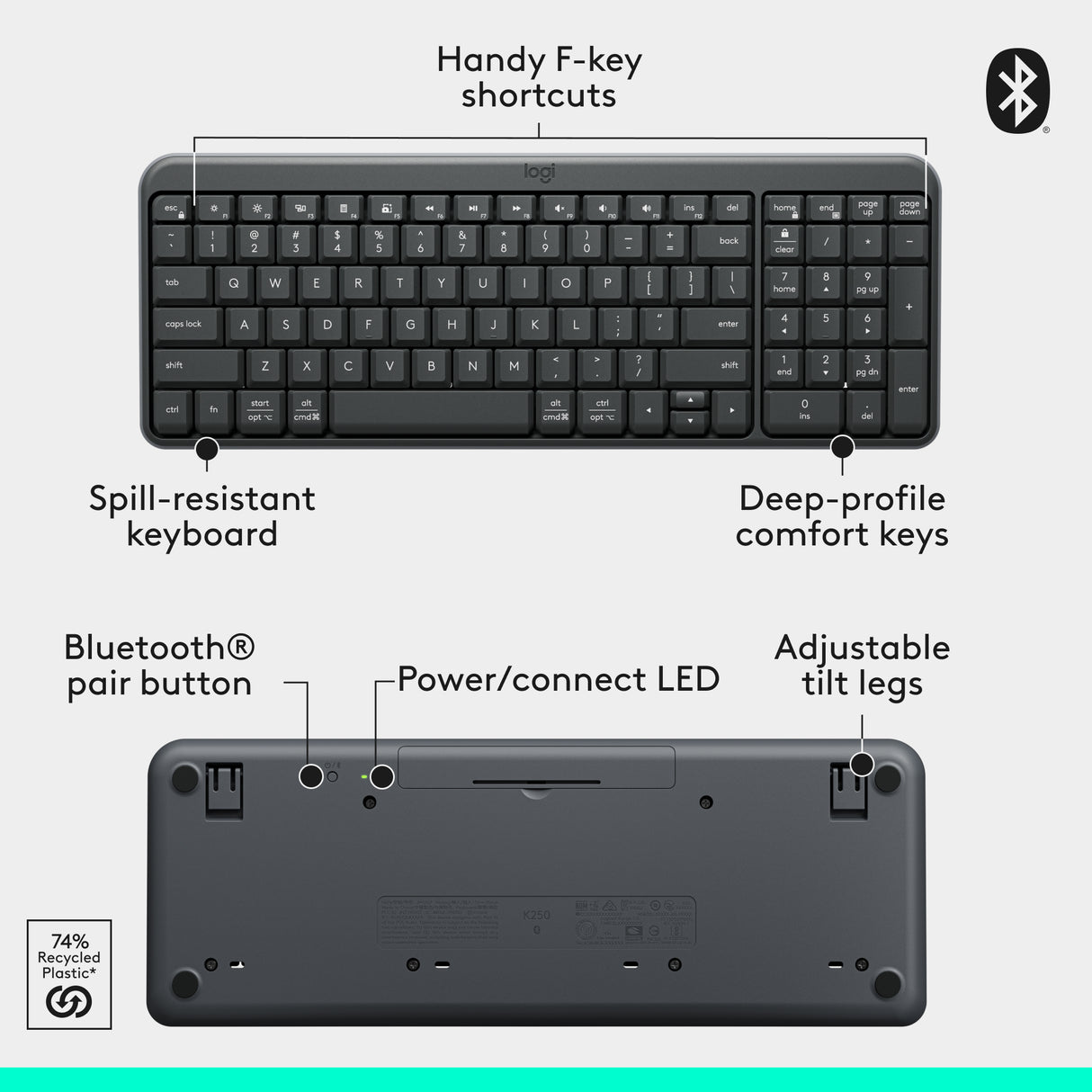 Logitech K250 Compact Bluetooth Wireless Keyboard
