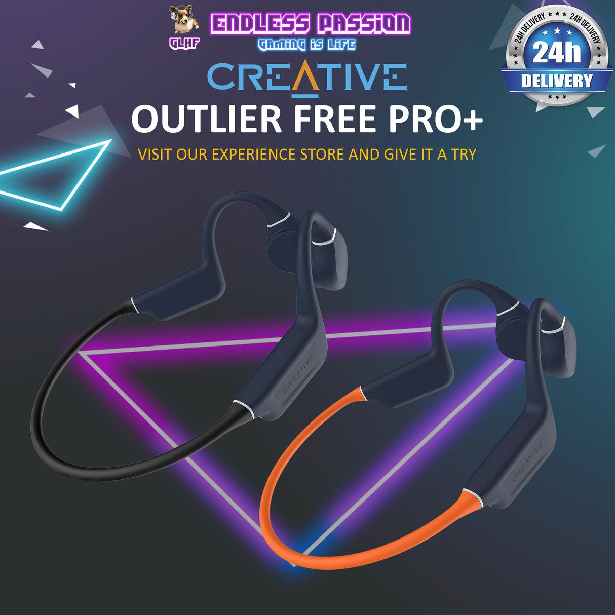 Creative Outlier Free Pro+ Wireless Waterproof Bone Conduction Headphones with Adjustable Transducers